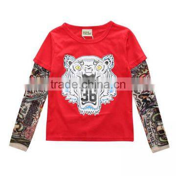 S17494A New Tattoo Sleeve Boys T shirt Spring Autumn Children Clothes