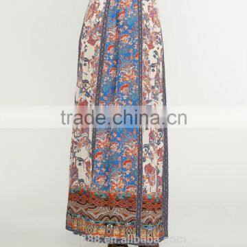 2017 OEM Photo Ladies Floral Print Long Maxi Side Slit Skirt photo-6