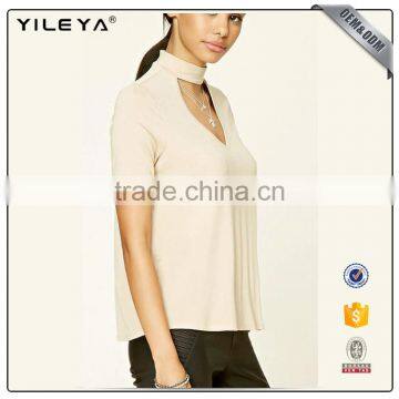 Hollow Out Casual Linen Plain Tops photo-2