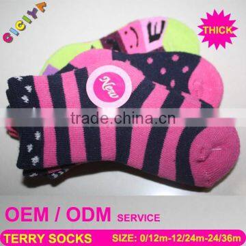 Warm cotton cute socks for baby girls custom jacquard terry socks in socks