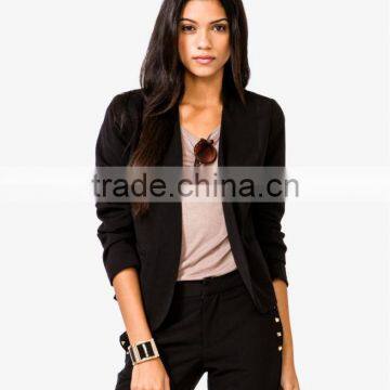 Casual Ribbed Collar Blazer