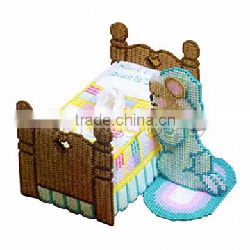 Custom Plastic & Cotton Tissue Box Pray Bear Bed Pattern Cross Stitch