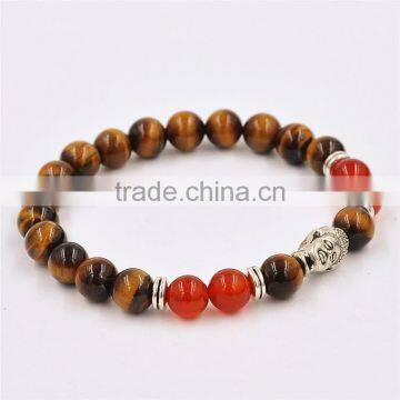 Buddha Head Bead Bracelet with Crystal Clear Agate Accessories Jewelry