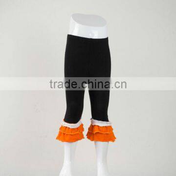 2015 New Design kids children girls boutique solid ruffle capris for your lovely