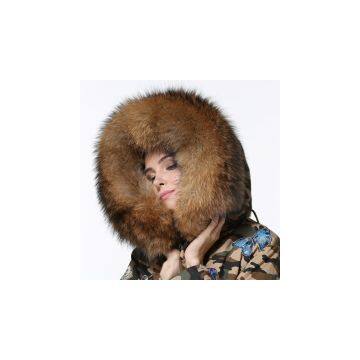 Fashion Good Quality Long Style Camouflage Lady Fur Coat photo-3