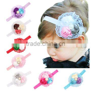 Baby Lace Flower Headband trio rose flower headband