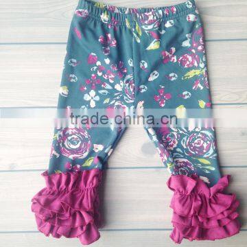 Blue floral print blue floral print girls icing leggings