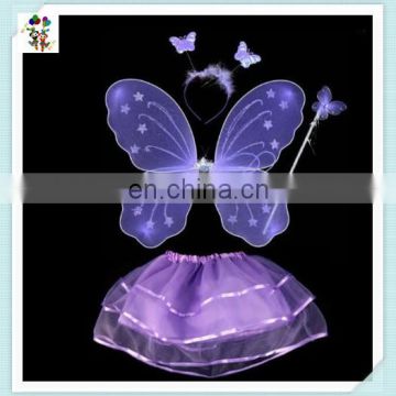 Purple Kids Girl Princess Butterfly Wings with Wand Headband Skirt HPC-0865