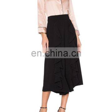 Latest formal long skirt blouse with side frills for lady