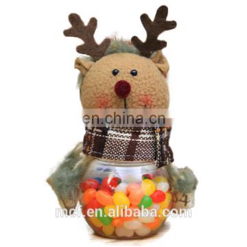 Wholesale Christmas decorations cute christmas elk plastic clear candy jar for sale MCH-2458