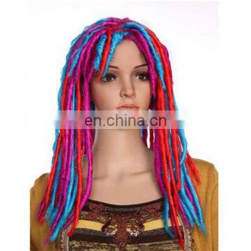 MCW-0396 Party Masquerade synthetic long women blue red purple dreadlocks wig