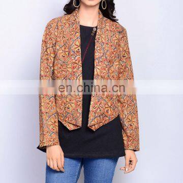 Cotton Kalamkari Front Open Jacket for women