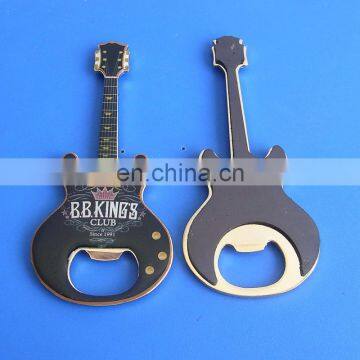 guitar shape logo printed metal bottle opener with magnet