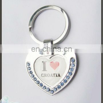 diamante heart shaped metal keychain