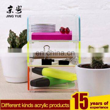 Premium pmma plexigkass office storage box desk accessorie acrylic desktop organizer