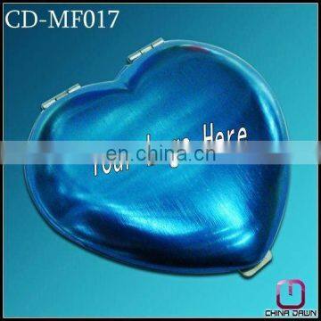 gift heart shape aluminum compact makeup mirror for promotion CD-MF017