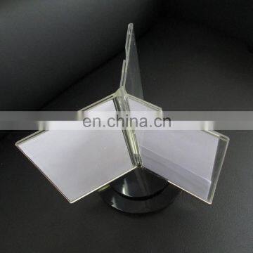 Made In China cheap 3 sides clear acrylic rotated menu holder for hotel and restaurant