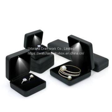 Custom Luxury Wedding Led Light Flannelette Ring Necklace Packaging Box For Jewellery