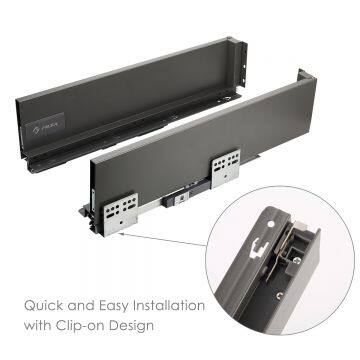 Filta China Factory Heavy Duty Kitchen Cabinet Full Extension Side Mount Slim Tandem Metal Box Soft Closing Drawer Slides photo-2