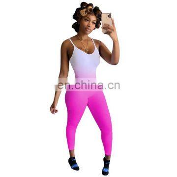 Hot Fashion Women Trendy Wholesale Boutique Gradient Slip Bodycon Sexy Nightclub Skinny Jumpsuits Rompers photo-5