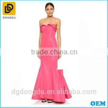 China supply simple red formal dress sexy No -shoulder design dress for ladies