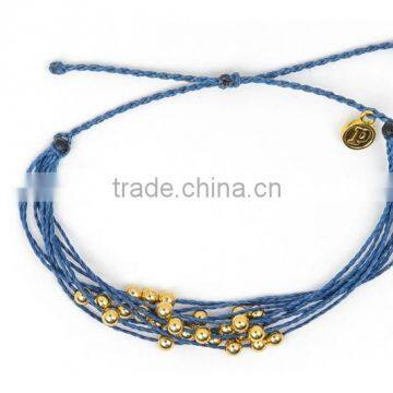 Hot New Many Layers Red Wax Cord Knot Bracelet With Copper Beads for Luck Girl photo-4