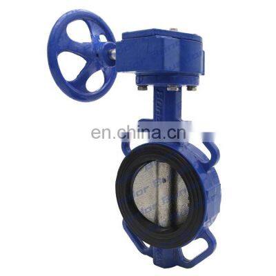 Bundor ANSI BS DIN JIS Ductile Iron Wafer Worm Gear operated 6 Inch  Butterfly Valve