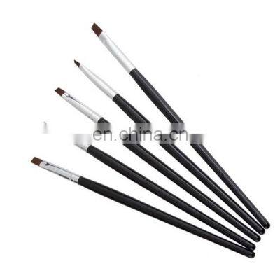 5PCS Nail Art Acrylic UV Gel Salon Pen Flat Polish Brush Kit Dotting Tool