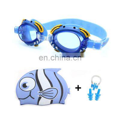 Swimming Goggles Waterproof Caps Hat Set Kids Crab Cartoon Anti Fog Swim Eyewear Professional Swimming Glasses