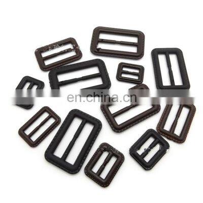 Rectangular Brown Black Custom Waterproof Genuine Leather Covered Belt Buckles photo-5