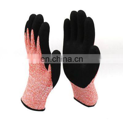 Wholesale 13G HPPE Heavy Duty Cut Resistant Level 5 Protection Gloves Safety Nitrile Sandy Coated Construction Working Gloves