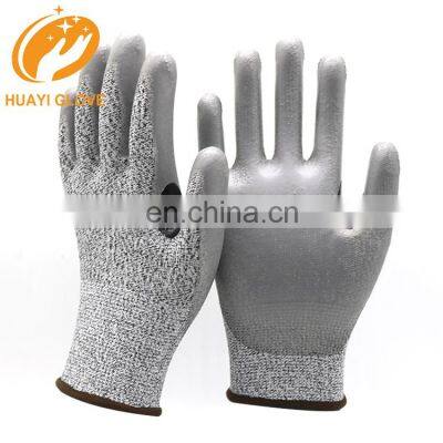 Anti-cut PU Safe Gloves Bi-Polymer Coated Palm Gloves Arc Mouth Strengthening Construction Gloves