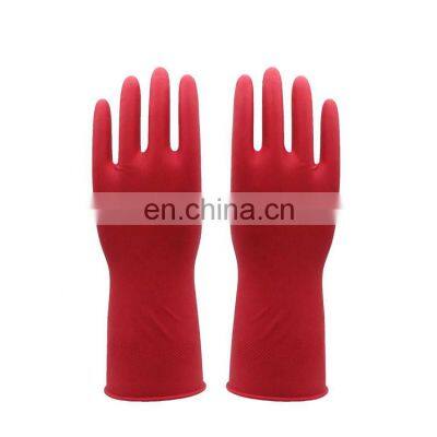 Red rubber gloves house clean hand gloves work with long sleeves