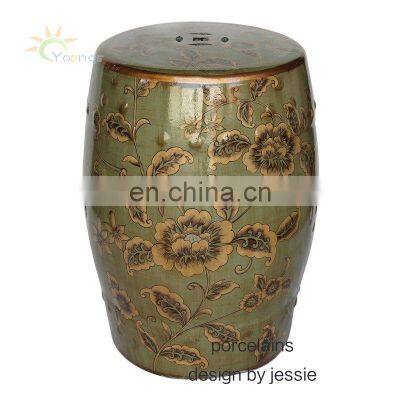 Chinese Flower Bird Pattern Ceramic Chinese Stools For Home Decoration