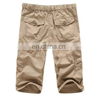 Men's Casual Twill Elastic Cargo Shorts Below Knee Loose Fit Long Shorts photo-4