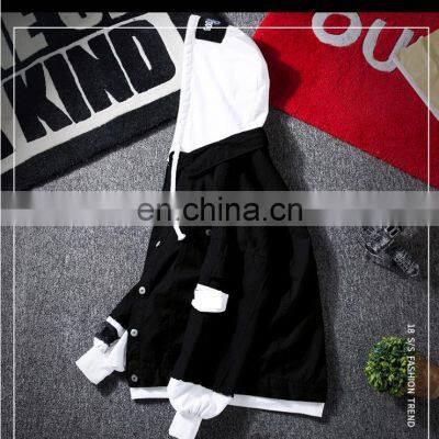 Customized Brand 100% Cotton Lapel Hooded Jacket Men's Windbreaker Washed Casual Jacket Bomber Jacket S-4XL photo-5