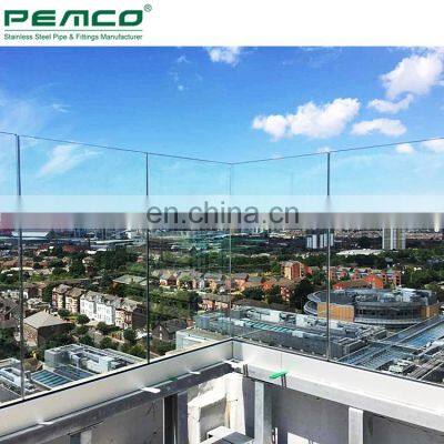 Modern Commercial Good Vision Plexiglass Balcony Railing U Channel Frameless Glass Balustrade