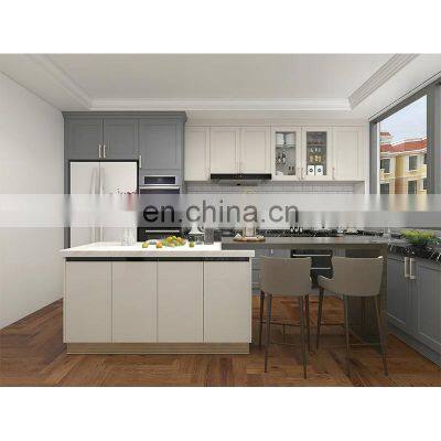 Custom American Cherry Solid Wood Grey White Shaker Style Kitchen Cabinet