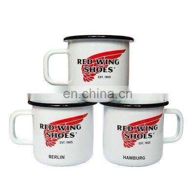 wholesale colorful printing classic guaranteed iron 12oz vintage enamel mug for drink