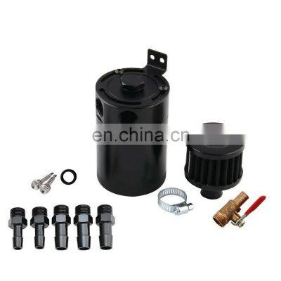 Oil Catch Can Tank 2-Port Baffled Reservoir With Drain Valve Breather Universal photo-2
