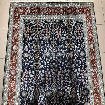 Yamei Lagend Royal Blue Color Handmade Silk Persian Rug and Tapestry for Sale photo-2