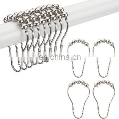 12PCS Pack Rustproof Stainless Steel Shower Curtain Rings Hooks for Bathroom Shower Rod