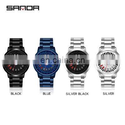 SANDA P1060 Fancy Cool Watch for Men Quartz Unique Dial Style Leather Mens Modern Watch photo-2