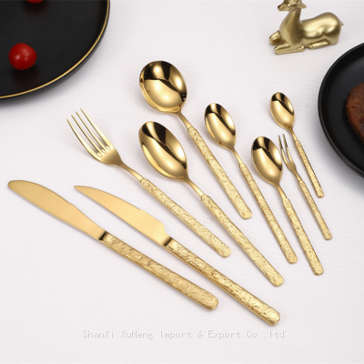 Factory Custom Logo Luxury Flatware Set Gold Fork Spoon Knife Cutlery Set Stainless Steel For Wedding