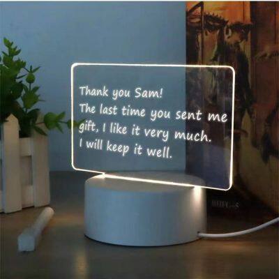 Acrylic 3d Decoration Led Illusion Lamp with pen Creative Message Board Night Light