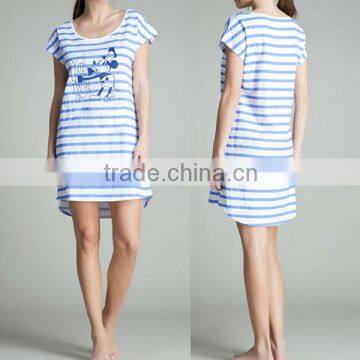 Factory direct clothing wholesale short cotton stripe nightgown