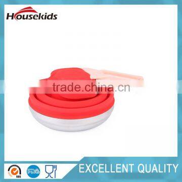 Outdoor Portable Collapsible Silicone Kettle for Home and Other Places Stainless Steel Base, Compact and Lightweig