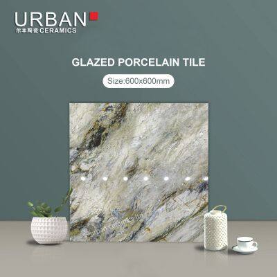 Luxury Hotel Golded 600X600mm Ceramic Non Slip Glazed Rustic Porcelain Floor Wall Tile photo-3