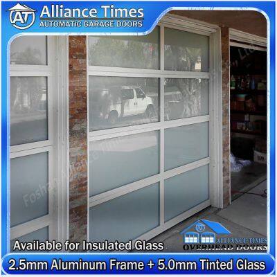 Aluminum Frame Tinted Frosted Tempered Glass Panels Sectional Garage Doors