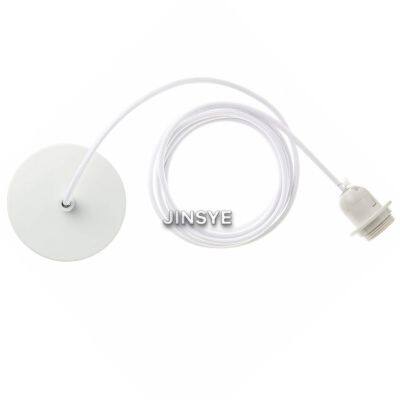 UL E26 CE VDE SAA E27 White Lampholder Bulb Socket Fabric Cable White Ceiling Canopy Lamp Kits